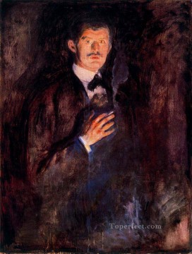 Edvard Munch Painting - Autorretrato con cigarrillo encendido 1895 Edvard Munch